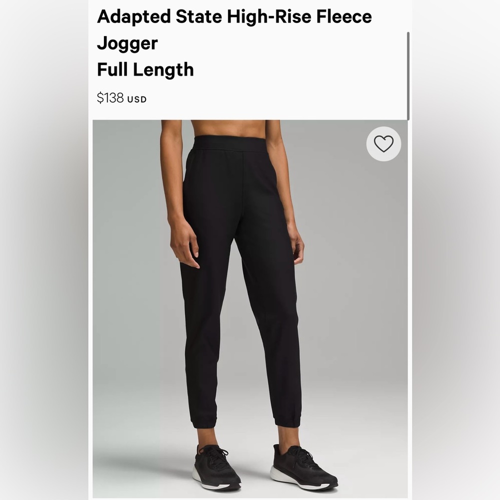 Lulu Lemon Adapted State High-Rise Fleece Jogger
Full Length